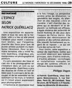 article de philippe dagen dans le monde du mercredi 16 décembre 1998