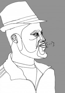 les gens dans le journal : homme au chapeau