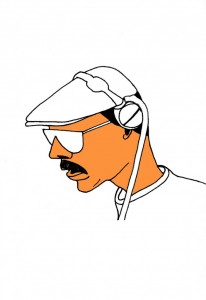 les gens dans le journal : homme au casque