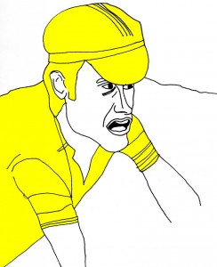 les gens dans le journal : homme à la casquette