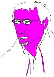 les gens dans le journal : homme aux lunettes