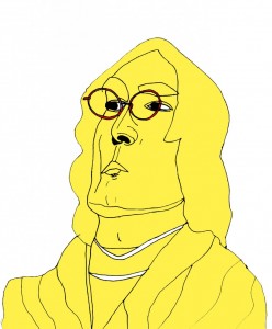 les gens dans le journal : homme aux bésicles