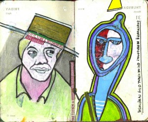 agenda dessiné :  1 avril et 31 mars 2016